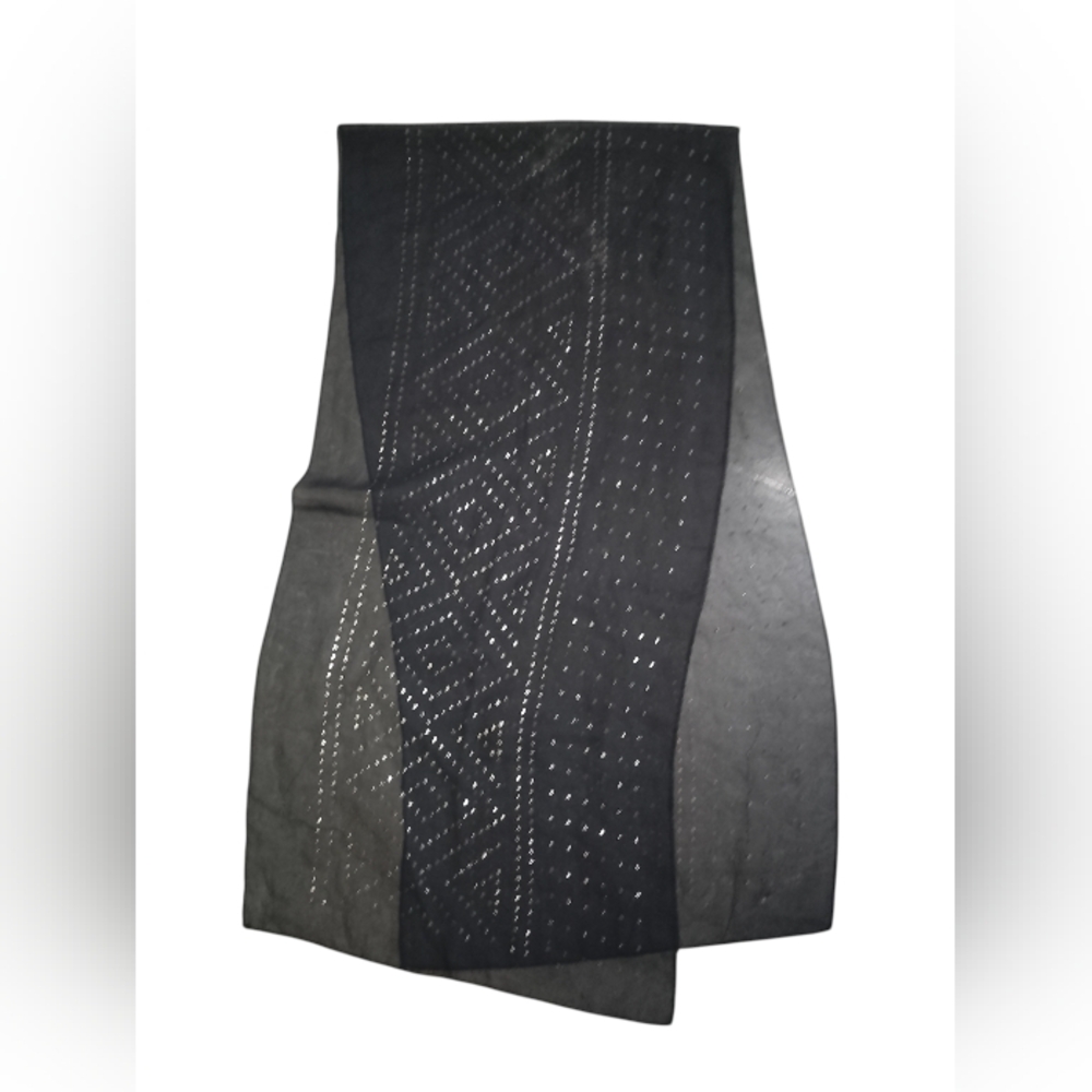 Black Sheer Metallic Scarf | Geometric Sparkle Pattern | Elegant Evening Wrap